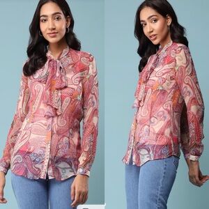 Vintage Harolds Ruffle Silk Blouse